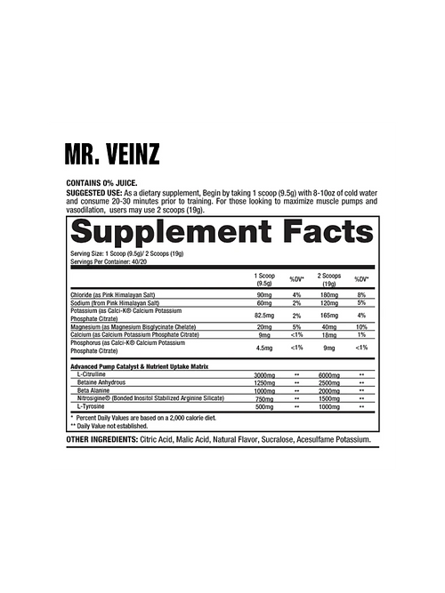 Dragon Pharma Mr Veinz Estimulante sin 40 Porciones Strawberry Kiwi Smash