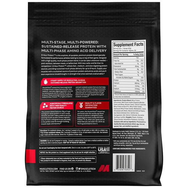 Muscle Tech 8 Hour Protein 4 5 Libras Chocolate