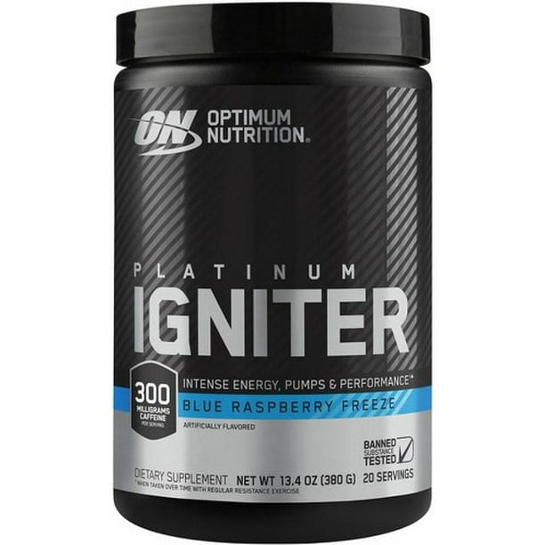 Optimum Nutrition Platinum Igniter Pre - Entreno 20 Porciones Blue Raspberry Freeze