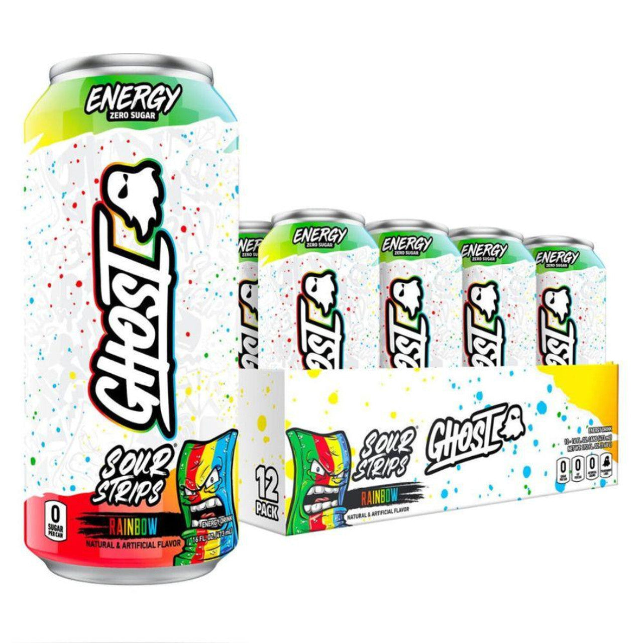Ghost Hydration Lista para Beber 16 9 Onzas 12 Paquete Sour Strips Rainbow Candy