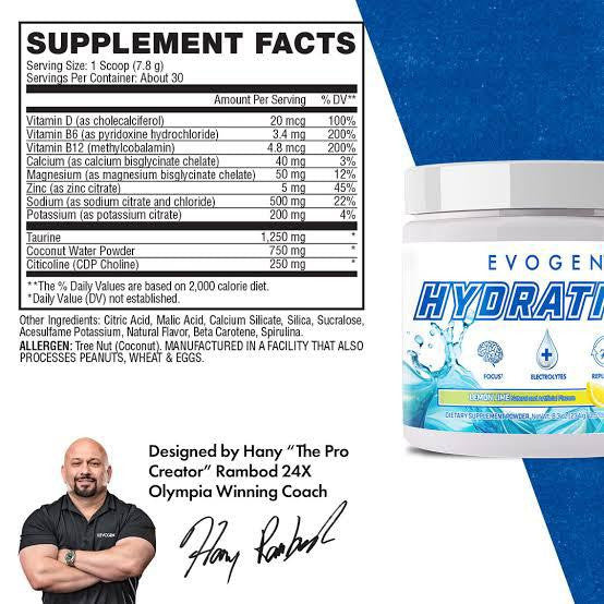 Evogen Hydration 30 Porciones Lemon Lime