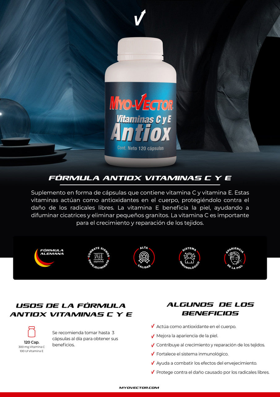 Pbs Myo-Vector - Vector - Vector Antiox Vitamina C y E 120 Cápsulas
