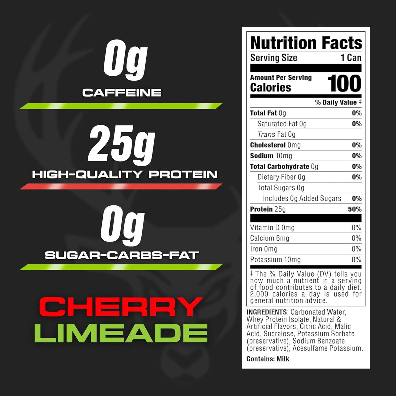 Bucked Up Lightly Carbonated Protein 16 Onzas 12Pk Cherry Limeade
