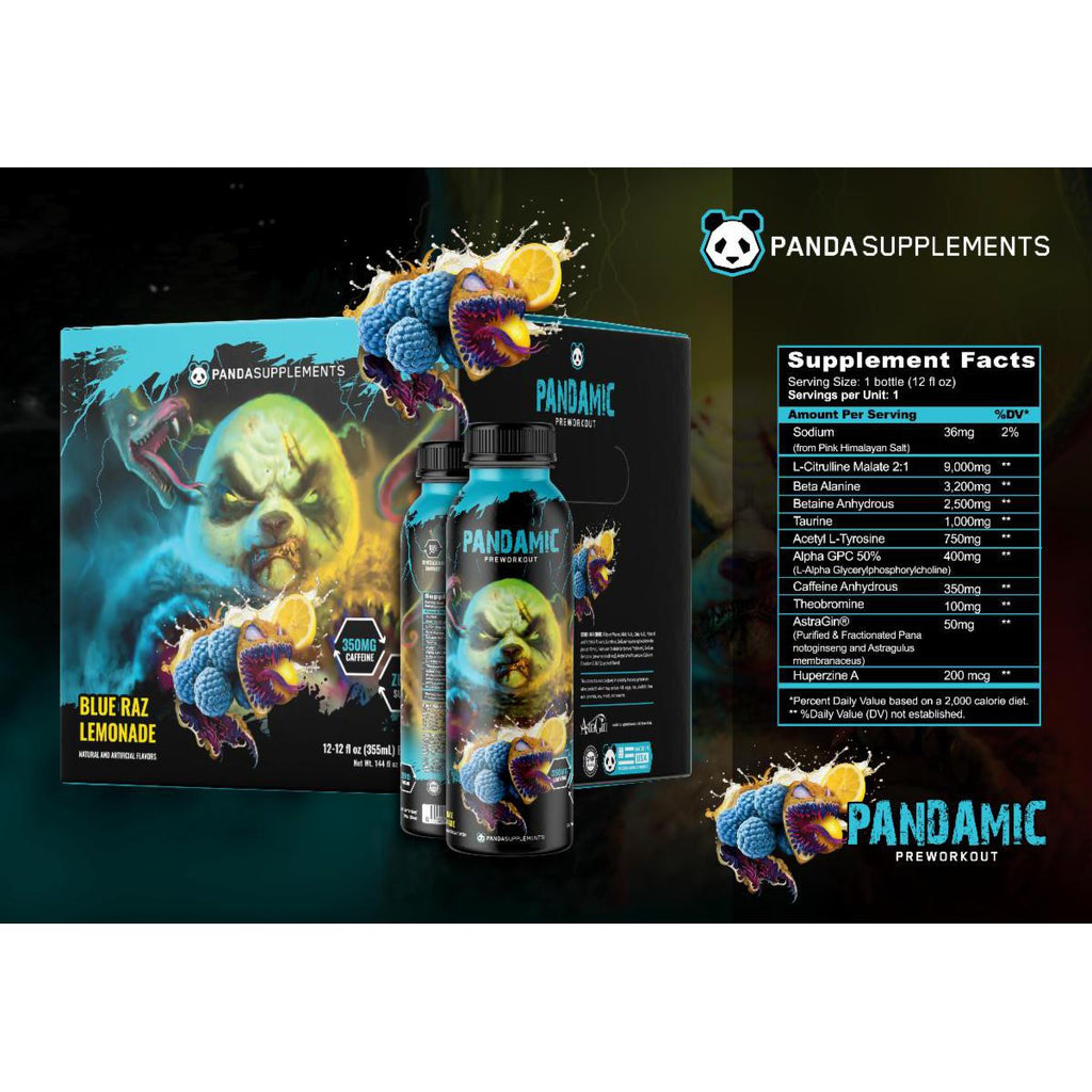 Panda Pandamic Lista para Beber 12 Paquete Pre - Entreno Blue Raz Lemonade
