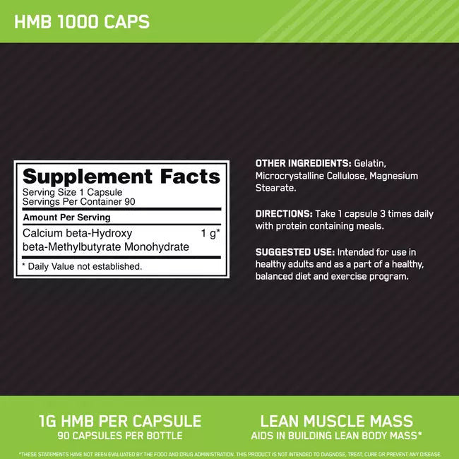Optimum Nutrition HMB 1000 mg 90 Cápsulas