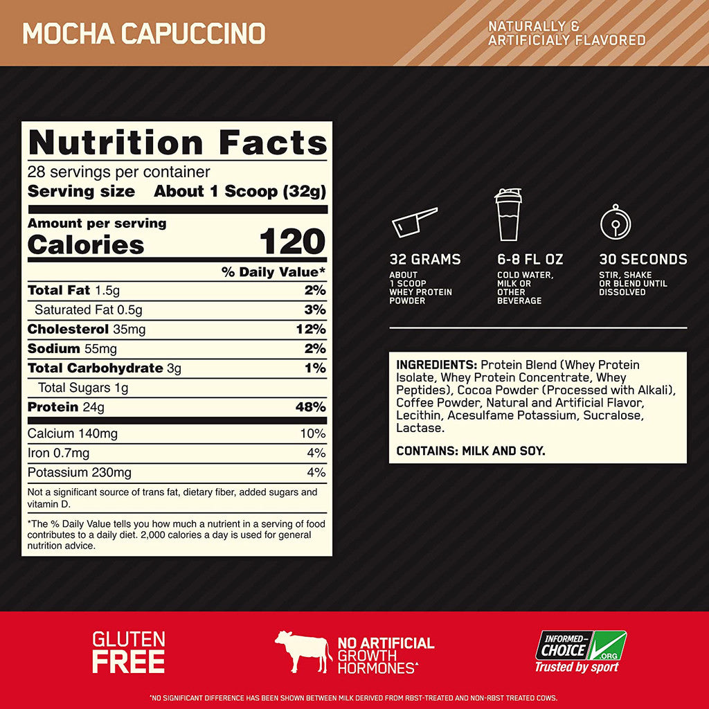 Optimum Nutrition 100 Whey Gold Std 2 Libras Capuccino