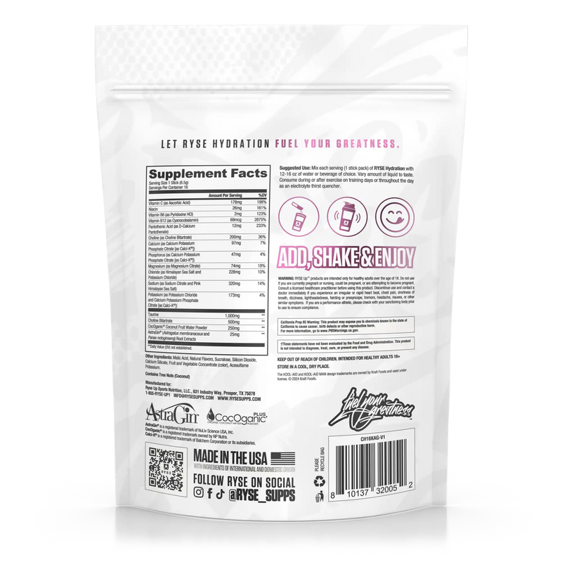 Ryse Core Nutritionals Hydration 16 Porciones Kool Aid