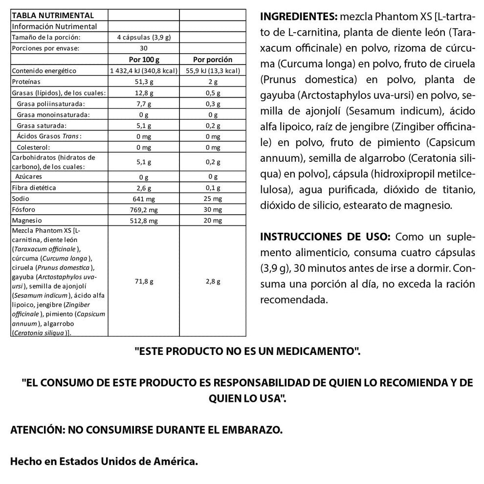 Nubreed Nutrition Phantom Xs 120 Cápsulas