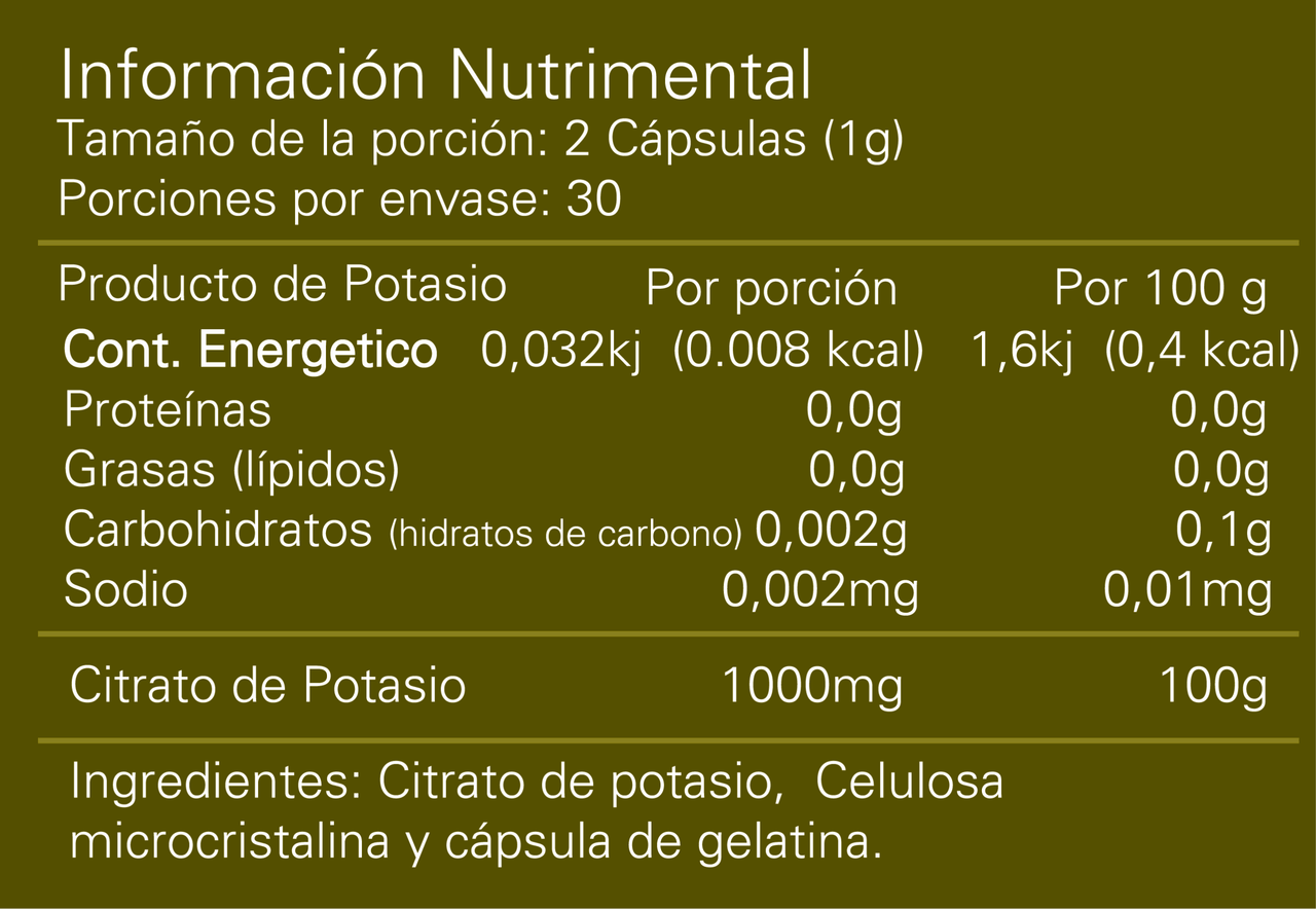 Alpha Citrato de Potasio 60 Cápsulas