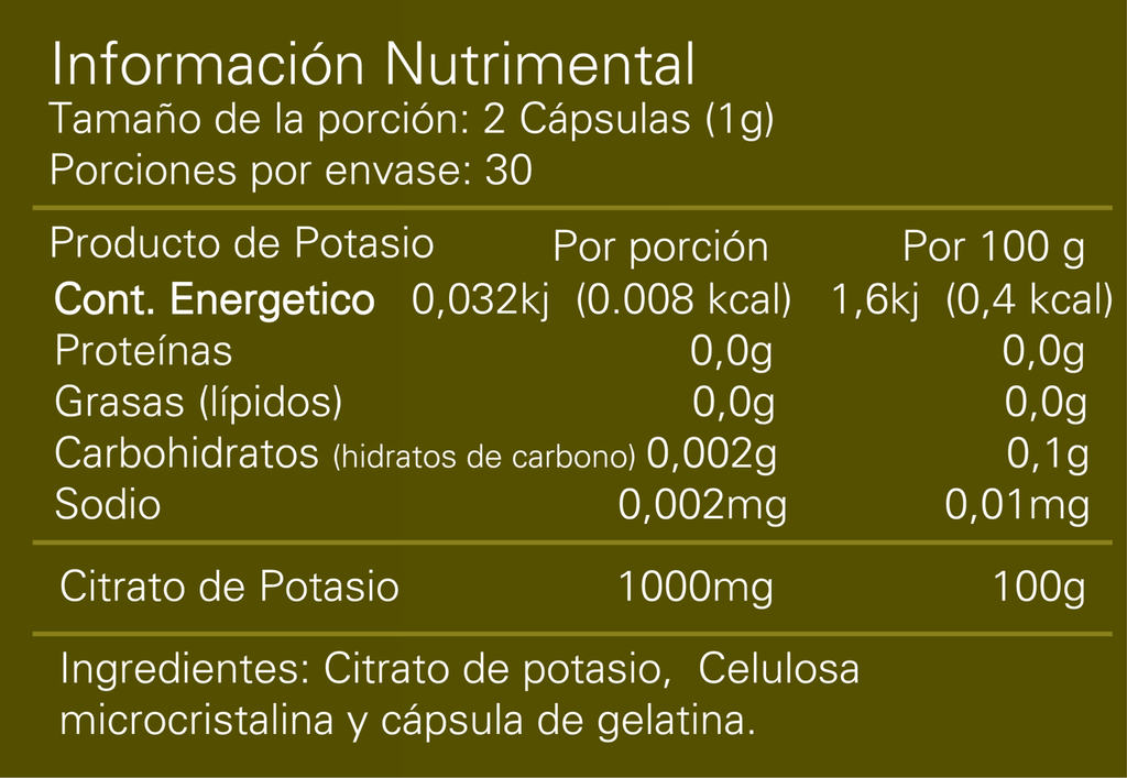 Alpha Citrato de Potasio 60 Cápsulas
