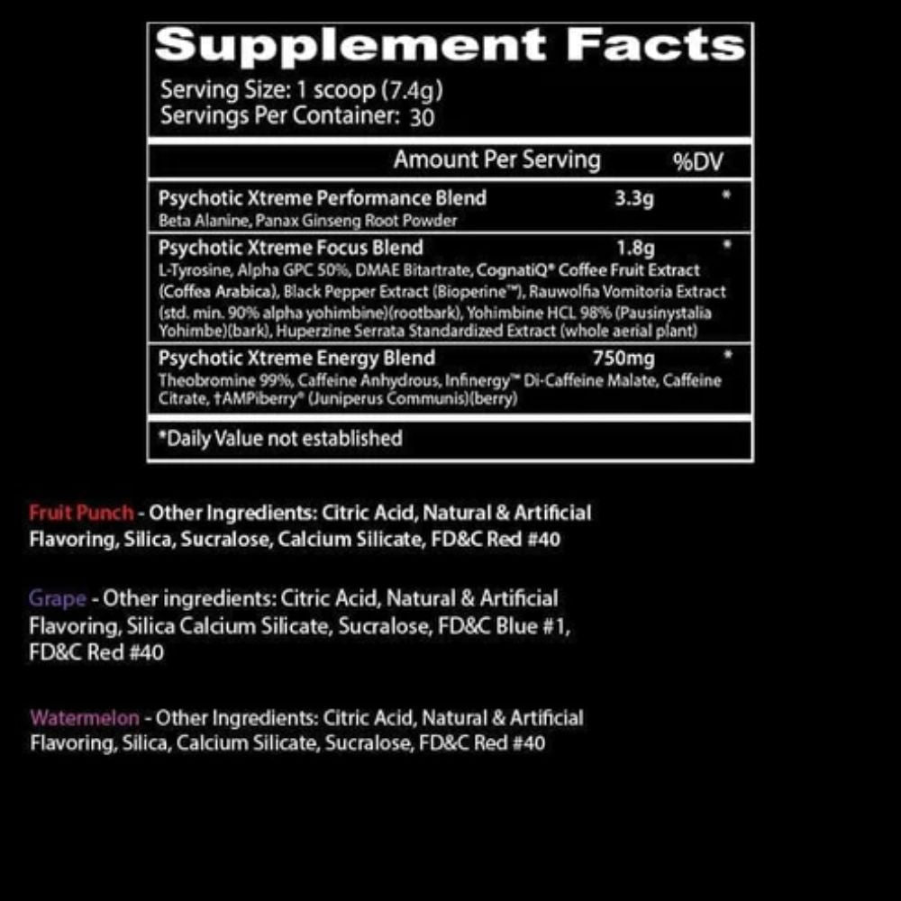 Insane Labz Psychotic Xtreme 30 Porciones Agua Fresca
