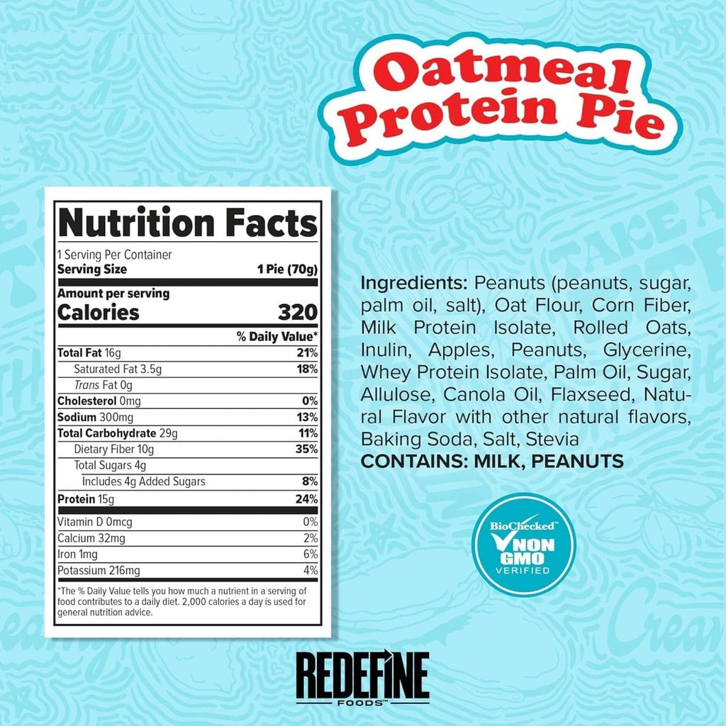 Redefine Oatmeal Protein Pie 8 Unidades Box Peanut Butter
