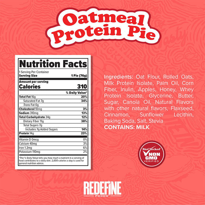 Redefine Oatmeal Protein Pie 8 Unidades Box Peanut Butter Jelly Strawberry