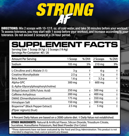Mhp Strong Af Pre - Entreno 40 Porciones Raspberry Lemonade